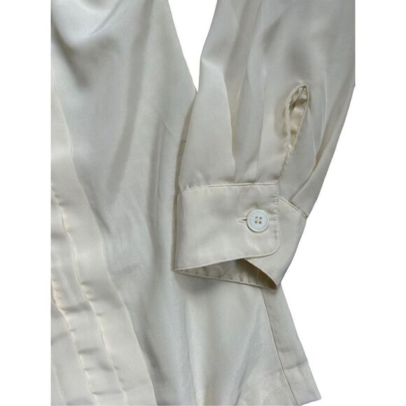 Christian Dior Vintage Chemises Long Sleeve Pleated Blouse Women's Cream Size 10 - Picture 2 of 10
